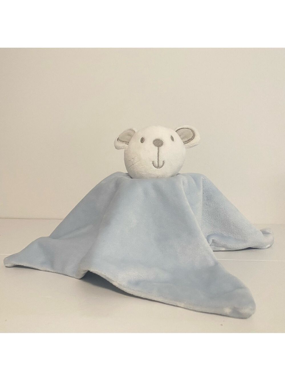 Primark Bear Lovey White Blue Stars Baby Comforter Soft Toy Blankie Plush Boy